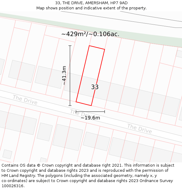 33, THE DRIVE, AMERSHAM, HP7 9AD: Plot and title map