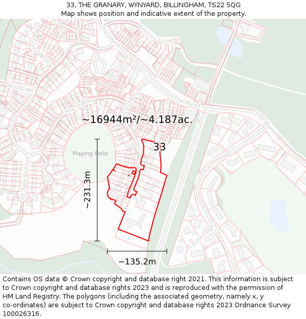 33, THE GRANARY, WYNYARD, BILLINGHAM, TS22 5QG: Plot and title map