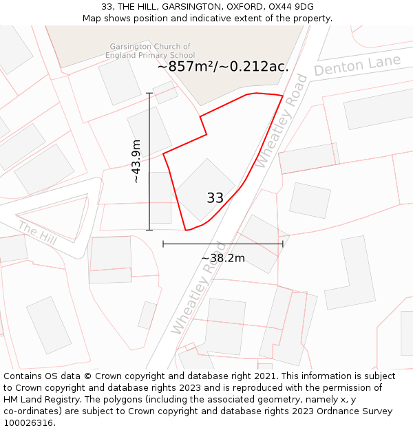 33, THE HILL, GARSINGTON, OXFORD, OX44 9DG: Plot and title map