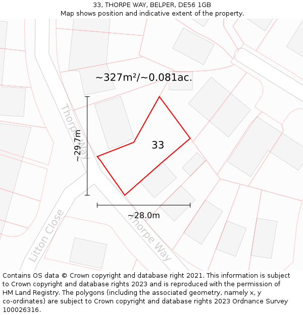 33, THORPE WAY, BELPER, DE56 1GB: Plot and title map