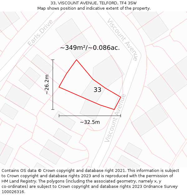 33, VISCOUNT AVENUE, TELFORD, TF4 3SW: Plot and title map