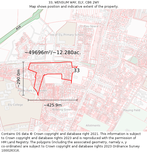 33, WENSUM WAY, ELY, CB6 2WY: Plot and title map