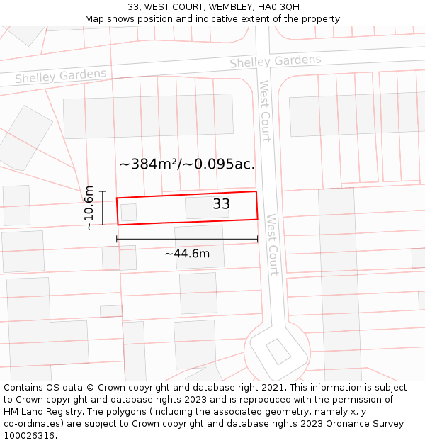 33, WEST COURT, WEMBLEY, HA0 3QH: Plot and title map