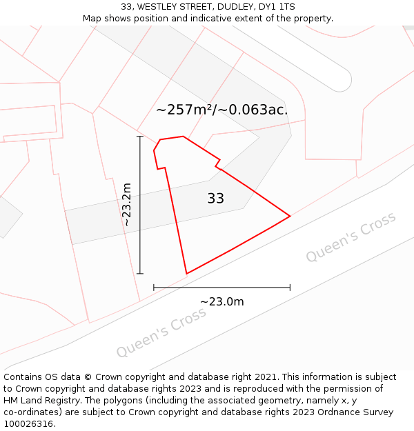 33, WESTLEY STREET, DUDLEY, DY1 1TS: Plot and title map