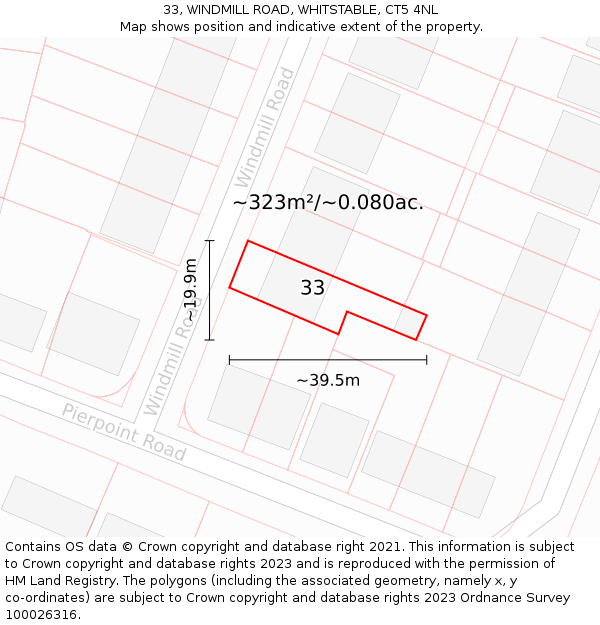 33, WINDMILL ROAD, WHITSTABLE, CT5 4NL: Plot and title map