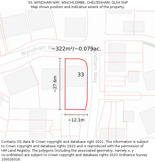 33, WYNDHAM WAY, WINCHCOMBE, CHELTENHAM, GL54 5NP: Plot and title map