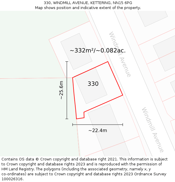 330, WINDMILL AVENUE, KETTERING, NN15 6PG: Plot and title map