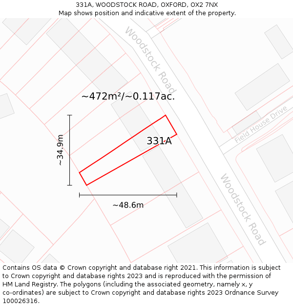 331A, WOODSTOCK ROAD, OXFORD, OX2 7NX: Plot and title map