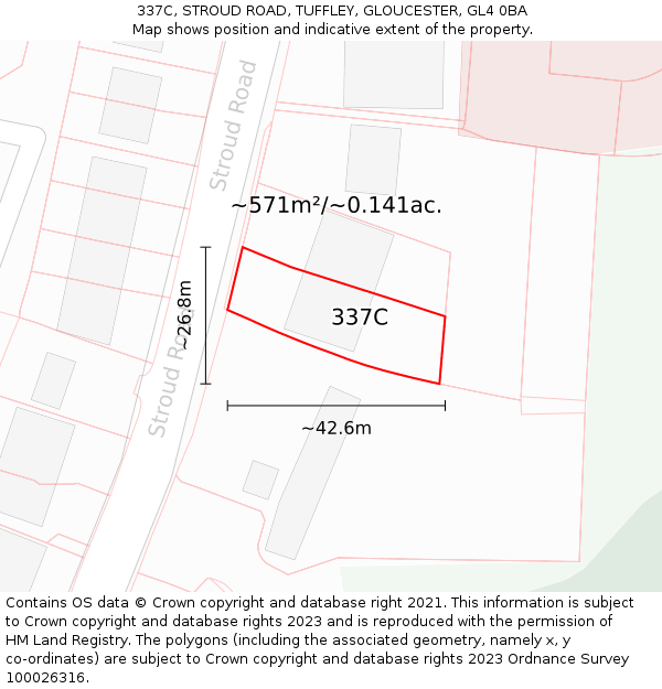 337C, STROUD ROAD, TUFFLEY, GLOUCESTER, GL4 0BA: Plot and title map