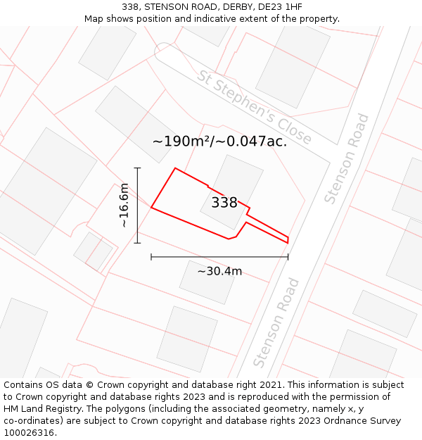 338, STENSON ROAD, DERBY, DE23 1HF: Plot and title map