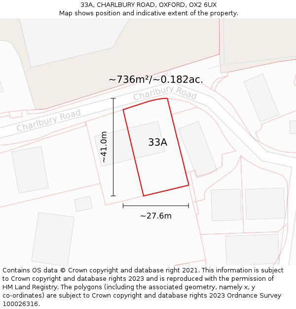 33A, CHARLBURY ROAD, OXFORD, OX2 6UX: Plot and title map