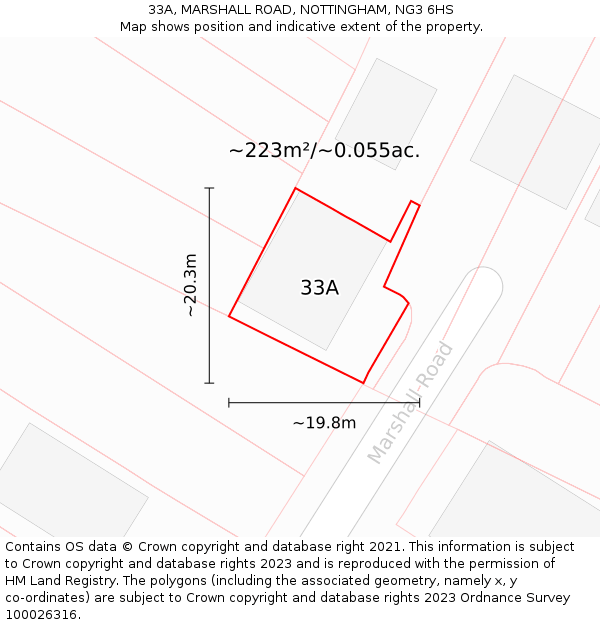 33A, MARSHALL ROAD, NOTTINGHAM, NG3 6HS: Plot and title map