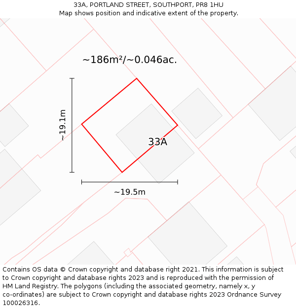 33A, PORTLAND STREET, SOUTHPORT, PR8 1HU: Plot and title map