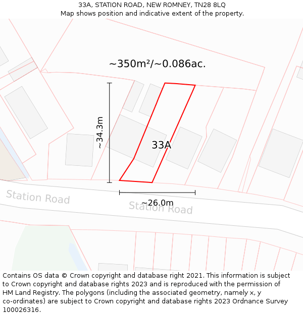 33A, STATION ROAD, NEW ROMNEY, TN28 8LQ: Plot and title map