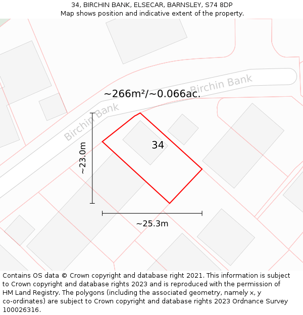 34, BIRCHIN BANK, ELSECAR, BARNSLEY, S74 8DP: Plot and title map