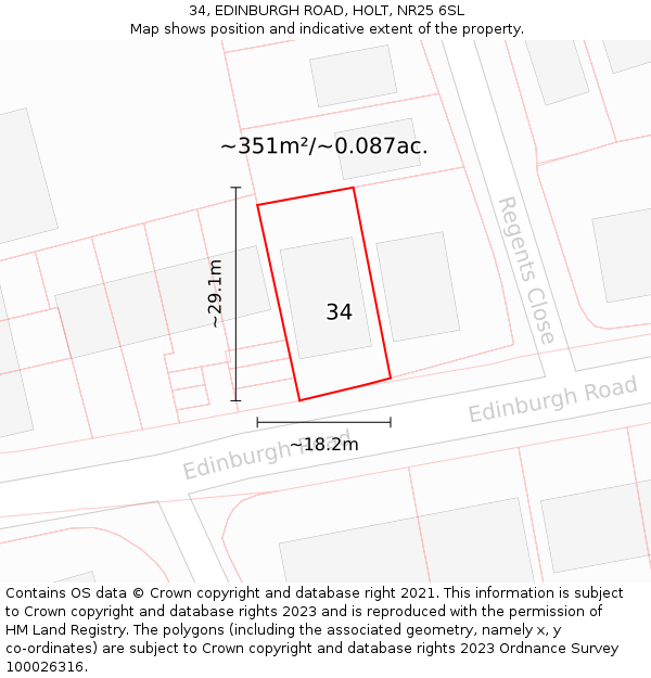 34, EDINBURGH ROAD, HOLT, NR25 6SL: Plot and title map