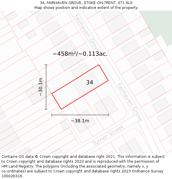 34, FAIRHAVEN GROVE, STOKE-ON-TRENT, ST1 6LX: Plot and title map