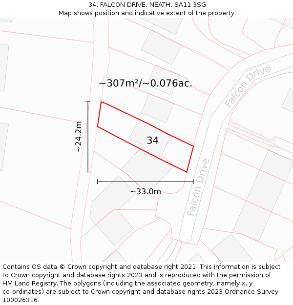 34, FALCON DRIVE, NEATH, SA11 3SG: Plot and title map