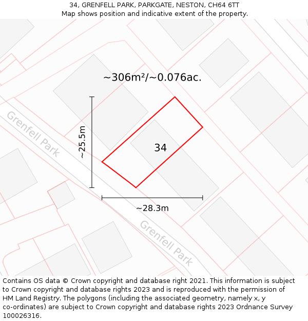 34, GRENFELL PARK, PARKGATE, NESTON, CH64 6TT: Plot and title map