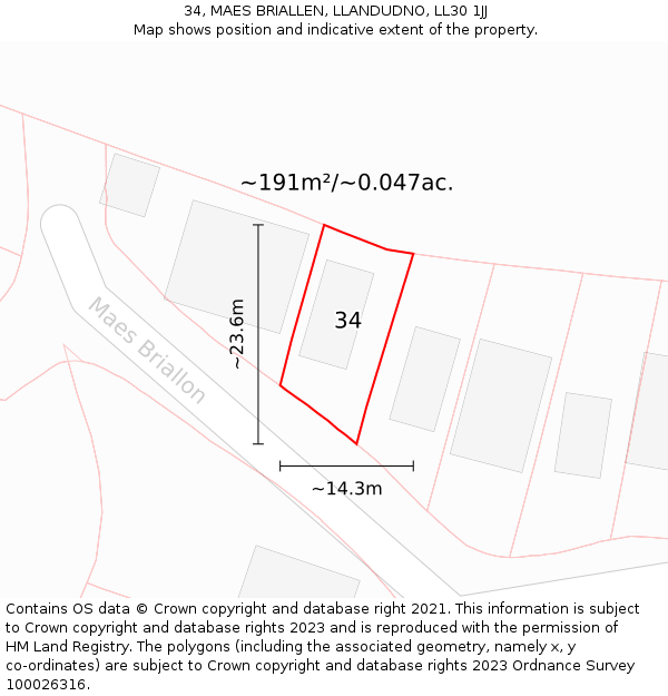 34, MAES BRIALLEN, LLANDUDNO, LL30 1JJ: Plot and title map