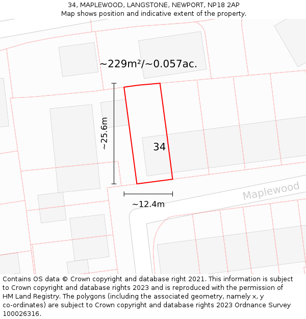 34, MAPLEWOOD, LANGSTONE, NEWPORT, NP18 2AP: Plot and title map