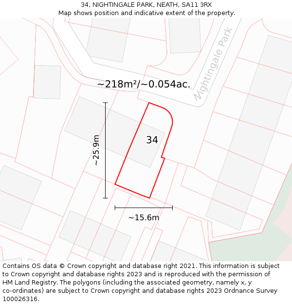 34, NIGHTINGALE PARK, NEATH, SA11 3RX: Plot and title map