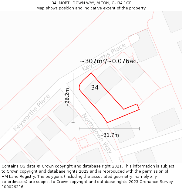 34, NORTHDOWN WAY, ALTON, GU34 1GF: Plot and title map