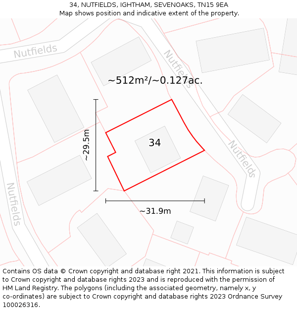 34, NUTFIELDS, IGHTHAM, SEVENOAKS, TN15 9EA: Plot and title map