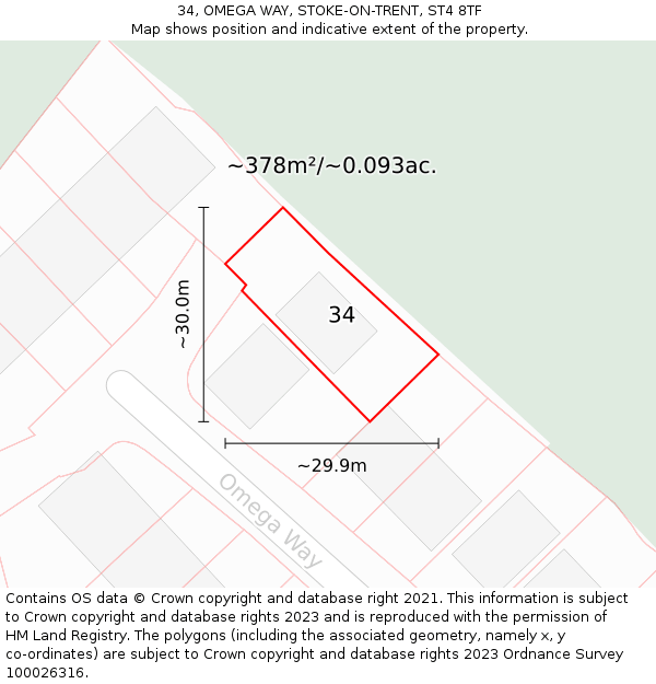 34, OMEGA WAY, STOKE-ON-TRENT, ST4 8TF: Plot and title map