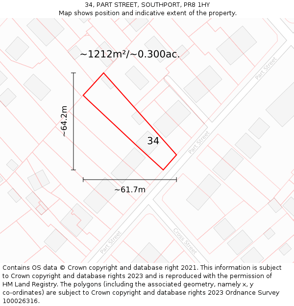 34, PART STREET, SOUTHPORT, PR8 1HY: Plot and title map