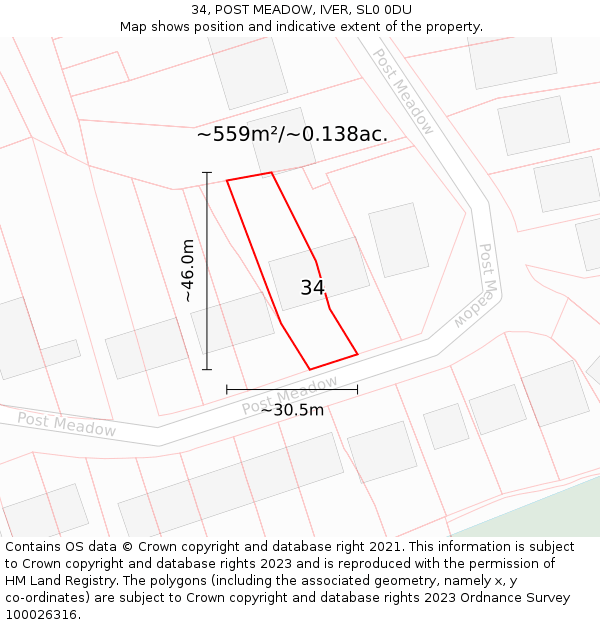 34, POST MEADOW, IVER, SL0 0DU: Plot and title map