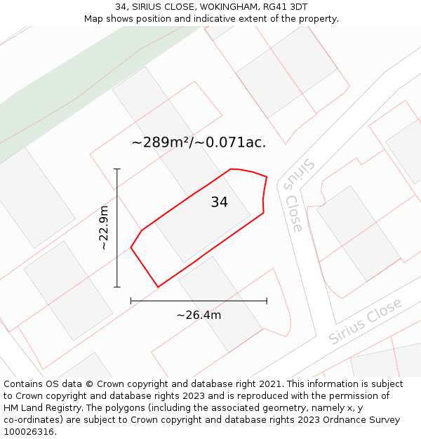 34, SIRIUS CLOSE, WOKINGHAM, RG41 3DT: Plot and title map