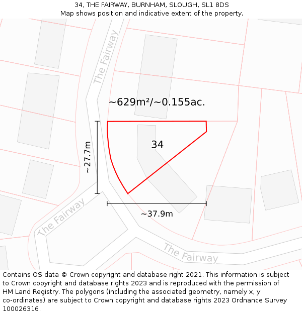 34, THE FAIRWAY, BURNHAM, SLOUGH, SL1 8DS: Plot and title map