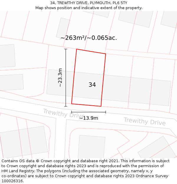 34, TREWITHY DRIVE, PLYMOUTH, PL6 5TY: Plot and title map