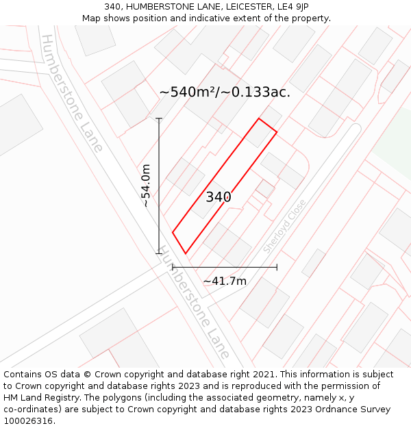 340, HUMBERSTONE LANE, LEICESTER, LE4 9JP: Plot and title map