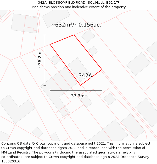 342A, BLOSSOMFIELD ROAD, SOLIHULL, B91 1TF: Plot and title map