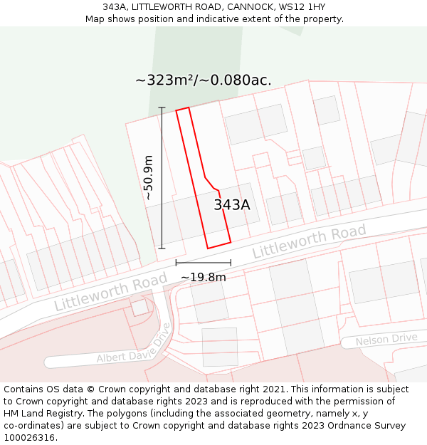 343A, LITTLEWORTH ROAD, CANNOCK, WS12 1HY: Plot and title map