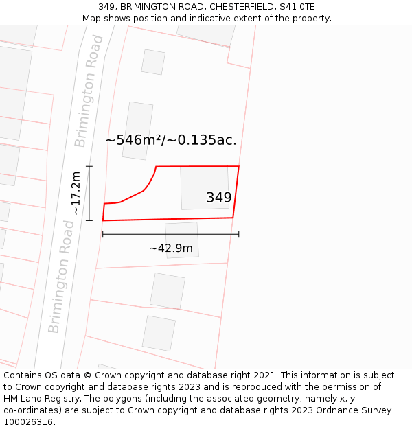 349, BRIMINGTON ROAD, CHESTERFIELD, S41 0TE: Plot and title map