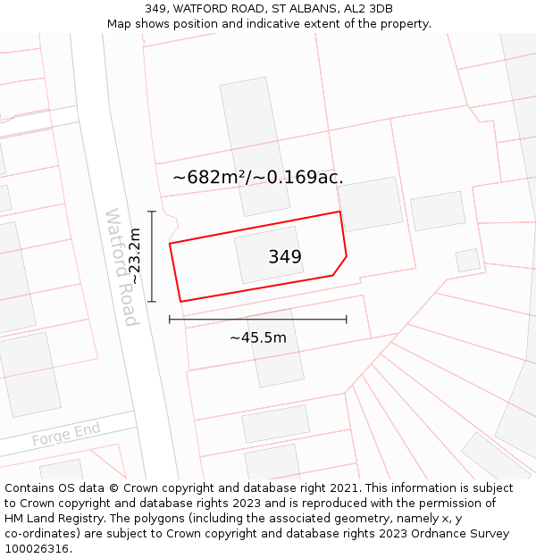 349, WATFORD ROAD, ST ALBANS, AL2 3DB: Plot and title map