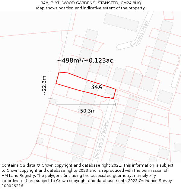 34A, BLYTHWOOD GARDENS, STANSTED, CM24 8HQ: Plot and title map