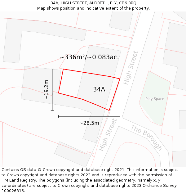 34A, HIGH STREET, ALDRETH, ELY, CB6 3PQ: Plot and title map