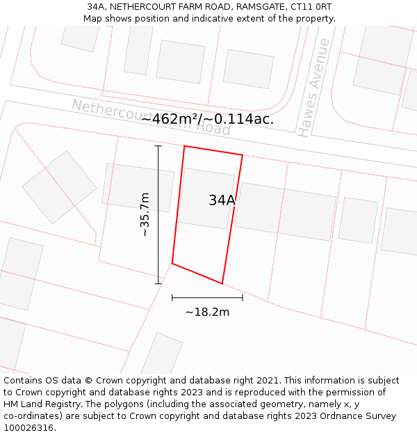 34A, NETHERCOURT FARM ROAD, RAMSGATE, CT11 0RT: Plot and title map