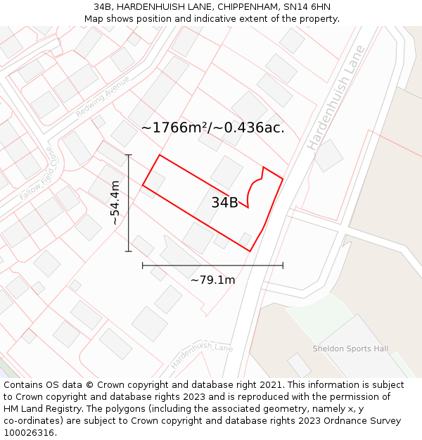 34B, HARDENHUISH LANE, CHIPPENHAM, SN14 6HN: Plot and title map