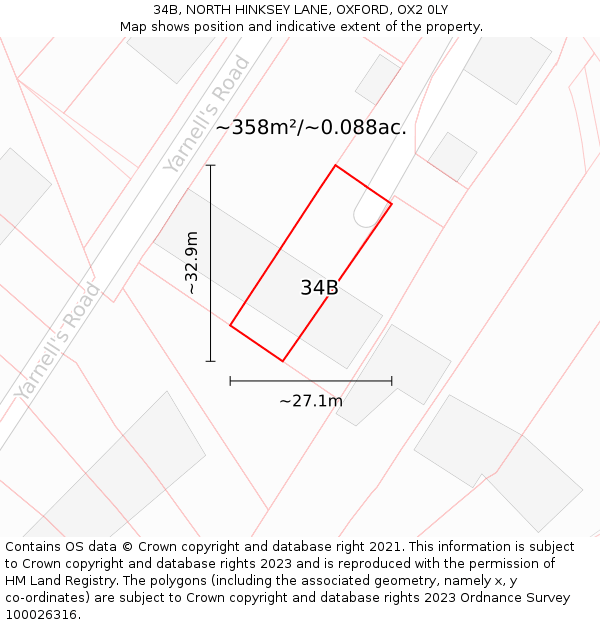 34B, NORTH HINKSEY LANE, OXFORD, OX2 0LY: Plot and title map