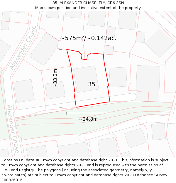 35, ALEXANDER CHASE, ELY, CB6 3SN: Plot and title map