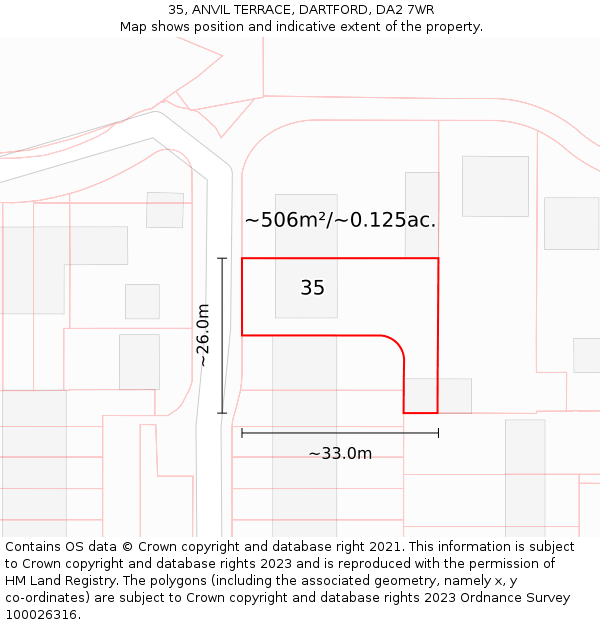 35, ANVIL TERRACE, DARTFORD, DA2 7WR: Plot and title map