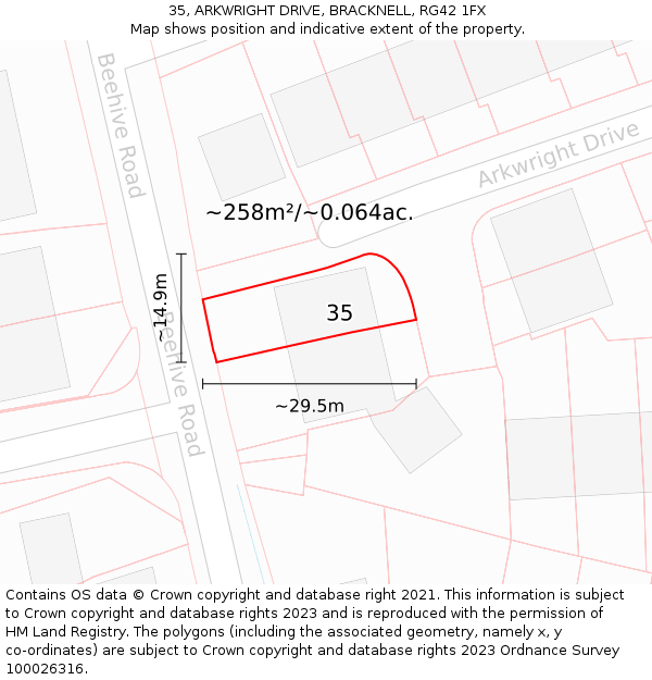35, ARKWRIGHT DRIVE, BRACKNELL, RG42 1FX: Plot and title map