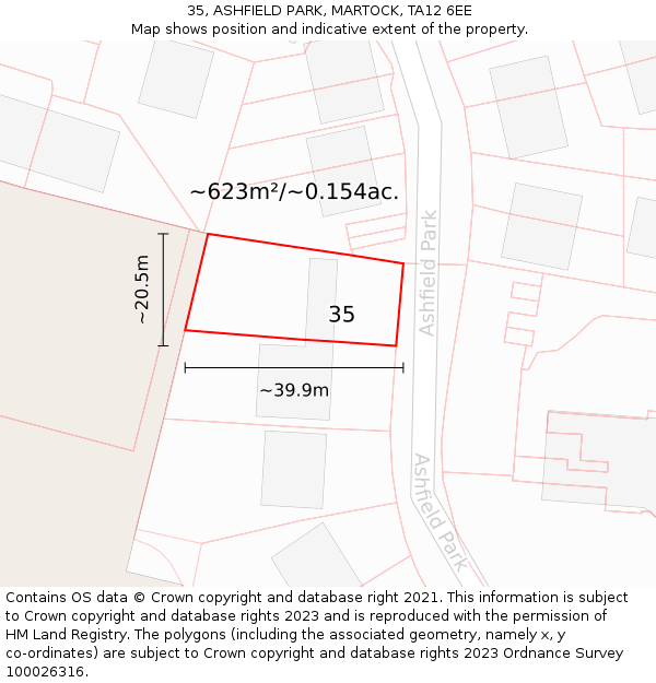 35, ASHFIELD PARK, MARTOCK, TA12 6EE: Plot and title map