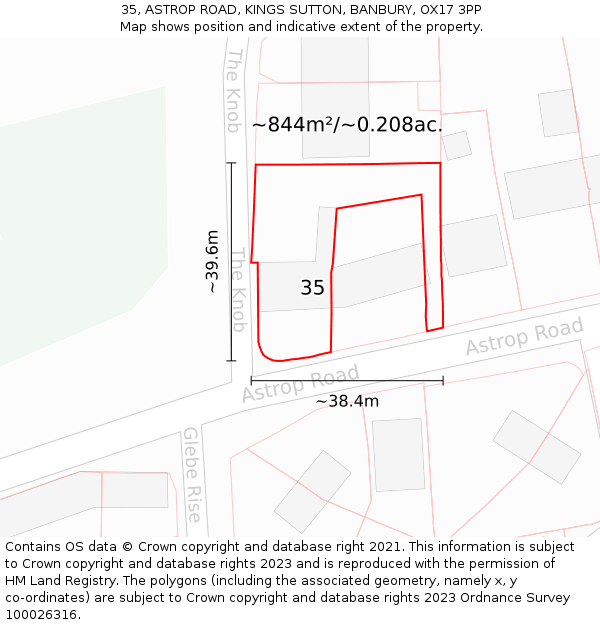 35, ASTROP ROAD, KINGS SUTTON, BANBURY, OX17 3PP: Plot and title map