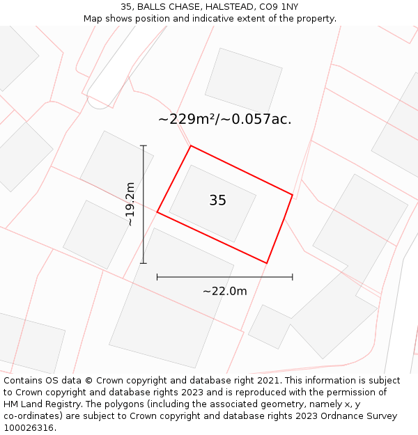 35, BALLS CHASE, HALSTEAD, CO9 1NY: Plot and title map